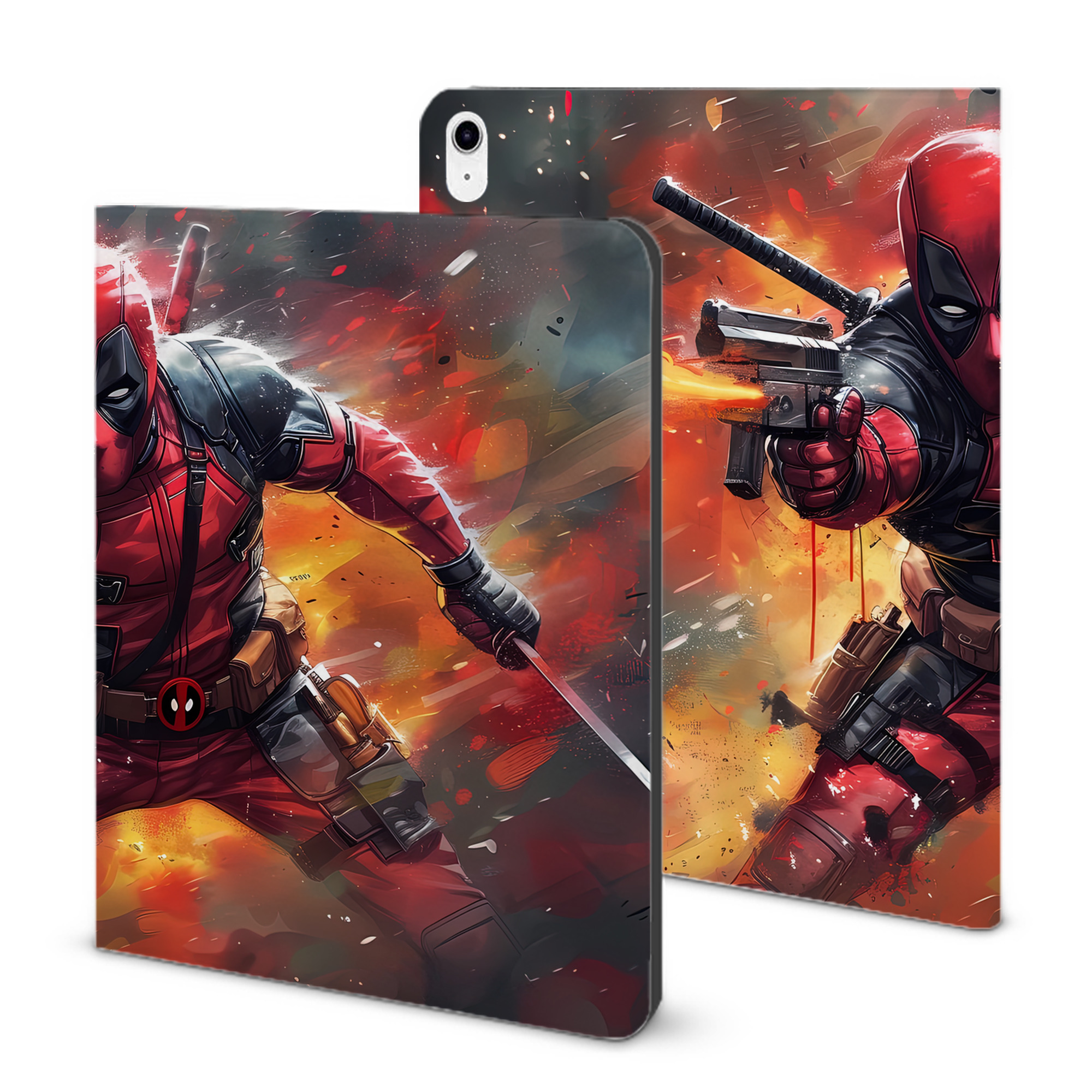 （画像用） Deadpool デッドプール IPad ケース ブック型 PUレザー TPU 耐衝撃 軽量 薄型 ペン収納なし 全面保護 IPad 各モデル対応